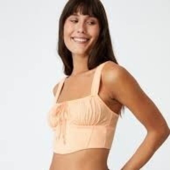Cotton On Floyd Corset Camisole Peach Crop Peasant Large - Picture 1 of 4